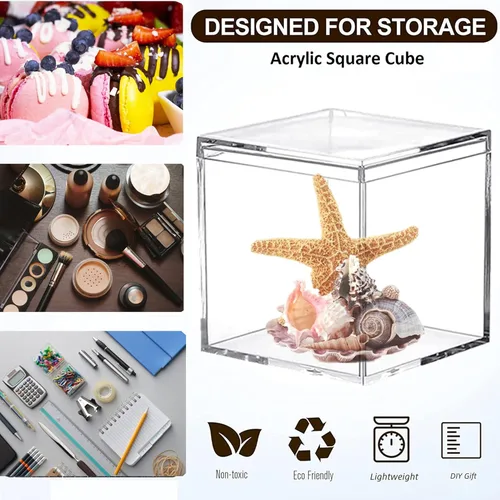 Miniatura 3 de KissYou Caja de Acrílico Grande Cajas de Exhibición Transparentes con Tapa Cubo Cuadrado Transparente Caja de Almacenamiento de Acrílico para Bodas