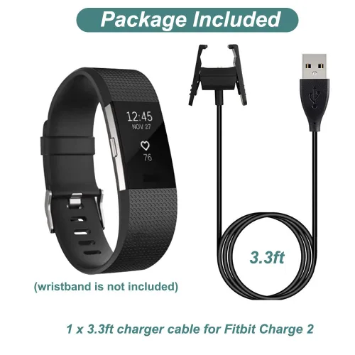 Miniatura 5 de Kissmart Cargador para Fitbit Charge 2, cable de carga de repuesto para pulsera inteligente Fitbit Charge 2 (3.3 pies/3.3 ft)