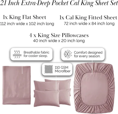 Miniatura 160 de Southshore Fine Living, Inc. Juego de 7 piezas de sábanas King divididas para cama ajustable, juego de sábanas King divididas con bolsillo de 21