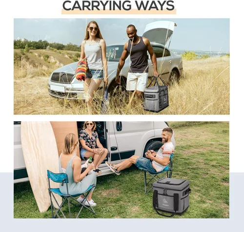 Miniatura 7 de TOURIT Hielera Portátil Plegable Rodante Suave para 50 Latas con Espacio de 29L y Carrito Todoterreno Reforzado con Ruedas para Transporte Fácil