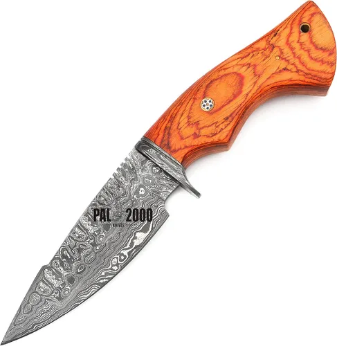 Miniatura 3 de PAL 2000 KNIVES Cuchillo de caza hecho a mano de acero de Damasco de 10 pulgadas - Mango de madera con funda 2060