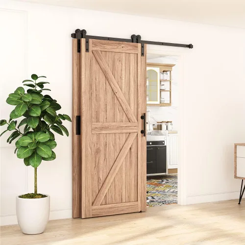 Miniatura 2 de ZEKOO Kit de herrajes para puerta de granero corrediza de 11 pies, una sola vía, para puertas dobles, kit de herrajes para puerta de granero