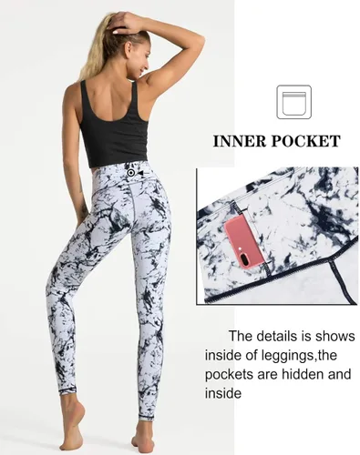 Miniatura 4 de Dragon Fit - Pantalones de yoga de compresión con bolsillos interiores pantalones atléticos de cintura alta con control de abdomen leggings