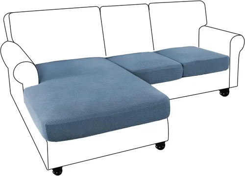 Miniatura 18 de MIFXIN Fundas para sofá modular, 3 piezas, funda de asiento de sofá de terciopelo elástico en forma de L, funda de cojín separada, protector