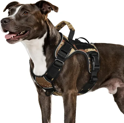 Miniatura 18 de WINGOIN - Arnés táctico púrpura para perros medianos, arnés resistente sin tirones con asa, chaleco militar K9 reflectante ajustable para mascotas