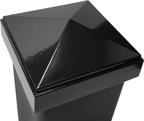 Miniatura 4 de Tapa de poste piramidal de aluminio de 3 x 3 pulgadas para postes de metal, ajuste a presión, color negro con recubrimiento en polvo, resistente al