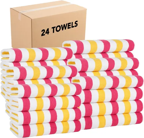 Miniatura 12 de Arkwright Cabo Cabana Stripe - Paquete de 4 toallas de algodón de rizo de algodón grandes y suaves de secado rápido para piscina, natación