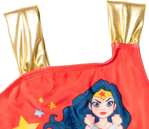 Miniatura 2 de DC Comics Traje de baño de una pieza de Batgirl de la Liga de la Justicia Mujer Maravilla para niñas pequeñas a niños grandes