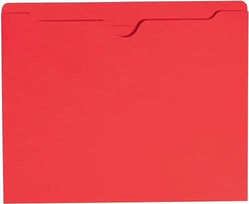 Smead Chaqueta archivadora, pestaña de corte recto reforzada, plana, sin expansión, tamaño carta, rojo, 100 por caja (75509)