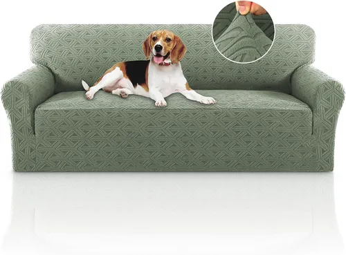 Miniatura 56 de PrinceDeco Funda elástica para sofá de 3 cojines, protector de muebles con parte inferior elástica antideslizante, apta para perros