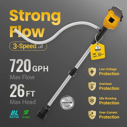 Miniatura 2 de Bomba de transferencia de agua sin escobillas compatible con batería Dewalt 20V (solo herramienta), 720GPH Bomba de agua inalámbrica sumergible