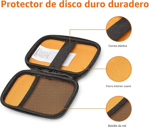 Miniatura 6 de Amazon Basics Estuche de transporte de carcasa dura pequeña para disco duro externo My Passport Essential 1 paquete, Negro