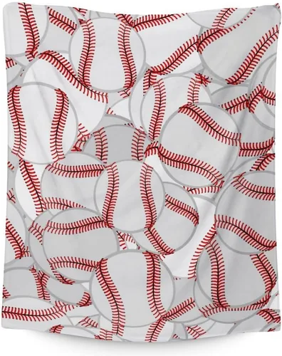 Manta de béisbol para regalar – Manta deportiva de 30 x 40 pulgadas para niños, manta blanca de felpa suave para sofá, oficina