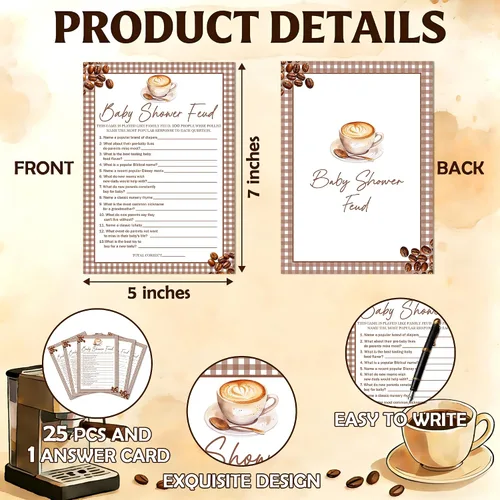 Miniatura 2 de Baby Feud - Juego de baby shower, estilo café, divertidas tarjetas de relleno para niños y niñas, decoración de mesa de fiesta de revelación