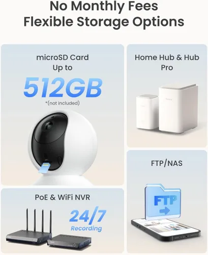 Miniatura 7 de Cámara de seguridad para interiores, Reolink E1 Pro cámara de WiFi de 4 megapíxeles Alta definición de conector para seguridad en el hogar, WiFi