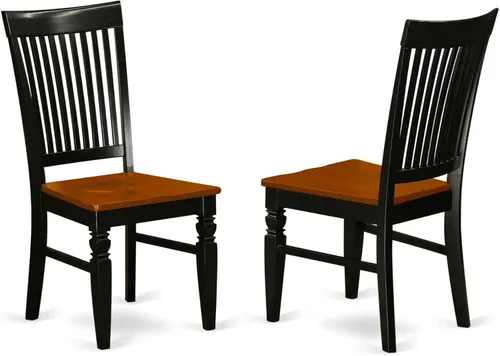East West Furniture WEC-BCH-W Weston - Sillas de comedor de madera con respaldo de listones, juego de 2, color negro y cereza