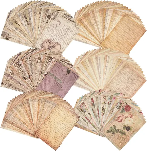 180 hojas de papel para álbumes de recortes, suministros vintage para álbumes de recortes y kits de manualidades para diarios de viñetas, diarios de