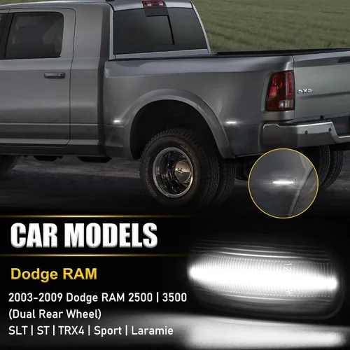 Miniatura 2 de POPMOTORZ 4 Piezas Luz LED Marcadora Lateral de Guardabarros Lámpara Marcadora Lateral Trasera de Caja Compatible con Dodge RAM 2500 3500 SLT ST