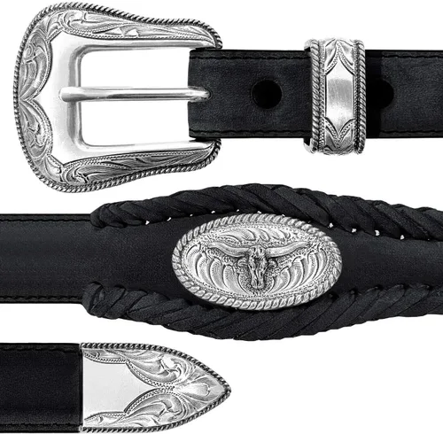 Miniatura 4 de Longhorn SteerGold Star Conchos Ranger Cinturón Western Cowboy Cowgirl Cuero Genuino Cinturón Trenzado, Tamaño Hasta 60 pulgadas