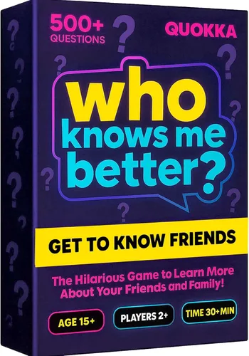 Miniatura 12 de QUOKKA Set de juegos de fiesta, colección Who Knows Me Better con 4 juegos en 1 caja, más de 2000 preguntas, juegos de cartas para adultos