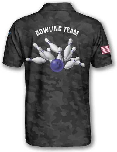 Miniatura 3 de PRIMESTY Camisas de bolos personalizadas para hombres, camisetas de bolos personalizadas con nombre y nombre del equipo, camisas polo de bolos
