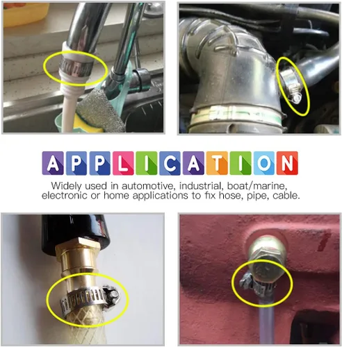 Miniatura 7 de Glarks Kit surtido de abrazaderas de manguera de engranaje helicoidal ajustable de 50 piezas de 0.315-1.496 in de rango de acero inoxidable
