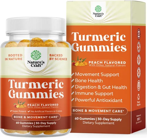 Gomitas de apoyo inmunológico de curcumina de cúrcuma, gomitas de cúrcuma para apoyo articular y cuidado avanzado de la piel, con suplemento para
