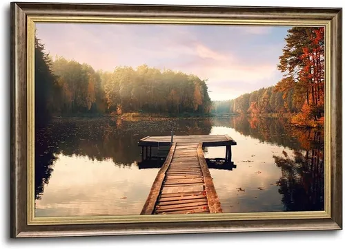 Miniatura 15 de Inpraradiso - Lienzo de Arte de Pared de Naturaleza: Cuadro Panorámico de Paisaje de Lago de Montaña, Árboles del Bosque, Impresión Artística