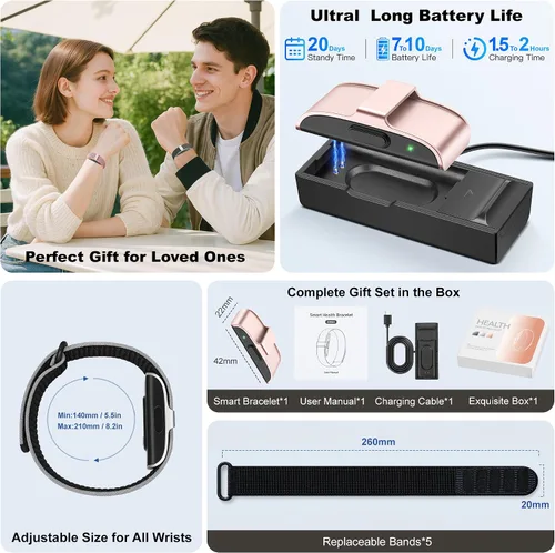 Miniatura 7 de Pulseras inteligentes para mujeres y hombres, rastreadores de actividad de salud con más de 120 modos deportivos, frecuencia cardíaca 24/7