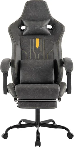 Miniatura 7 de Silla de juegos con reposapiés, silla ergonómica para computadora, cojín lumbar de masaje, silla de videojuegos de carreras, silla reclinable