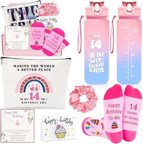 Miniatura 13 de Awfrky - Set de regalo en caja de botella de agua fabulosa de 25oz de color rosa, regalos de cumpleaños para mujeres - Divertidas ideas de regalo