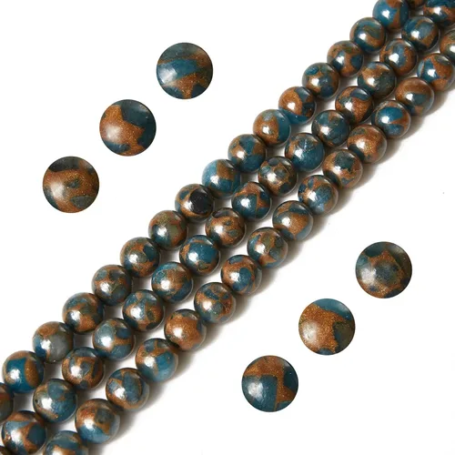 Miniatura 4 de 45 piezas de cuentas de cloisonné azul lago de 8 mm, cuentas de piedras preciosas naturales, cuentas sueltas redondas para hacer joyas Lago Azul