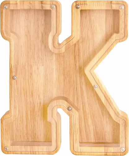 Miniatura 15 de Alcancía de 26 letras del alfabeto inglés A-Z, alcancía de madera transparente de gran capacidad, caja de ahorro de monedas personalizada