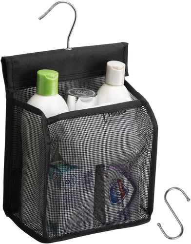 ALYER Organizador de malla colgante para ducha, bolsa de almacenamiento de baño con ganchos para cámper, gimnasio, crucero, cabina, dormitorio