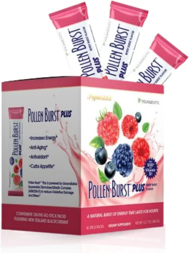 Youngevity Projoba Polen Burst Plus Berry – Bebida energética natural con polen de flores, vitaminas y antioxidantes – Apoya la energía sostenida y