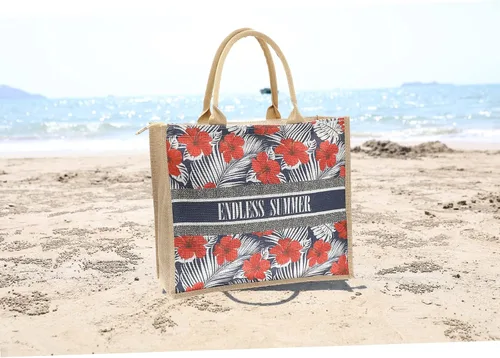 Miniatura 121 de Bolso grande de paja para mujer, tejido de ratán, bolso de playa de verano, a rayas