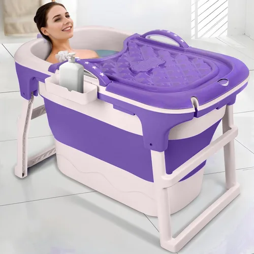 Miniatura 11 de Bañera plegable para adultos – Bañera portátil con cubierta térmica, aislamiento grueso y diseño plegable para espacios pequeños, uso en interiores