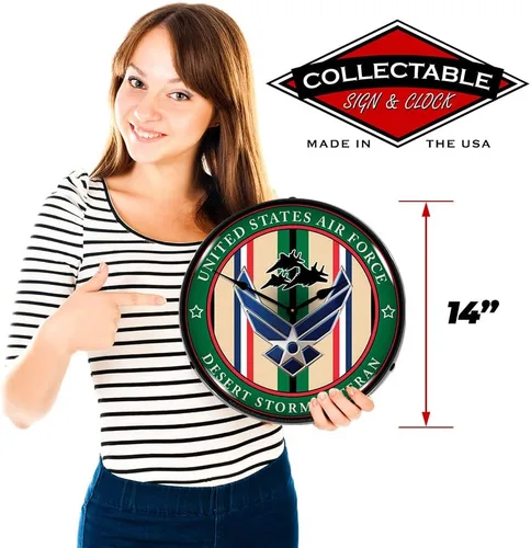 Miniatura 3 de Air Force Veteran Operation Desert Storm - Reloj de pared LED, diseño de parche militar, iluminado de 14 pulgadas