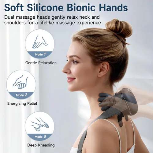 Miniatura 2 de Masajeador de Cuello para Alivio del Dolor con Masaje de Tejido Profundo y Calor, Masajeador Biónico de Mano para Cuello y Hombros para Relajación