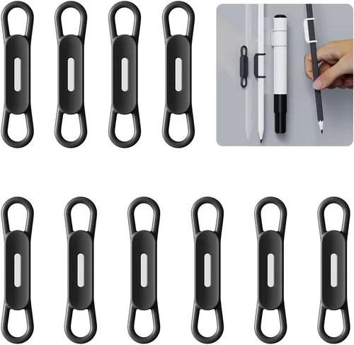 WALLFID Paquete de 10 clips magnéticos de silicona para bolígrafos, ideal para bolígrafos de tinta de gel o marcadores de borrado en seco,