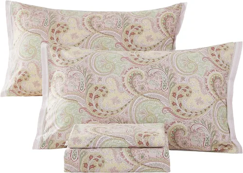 Miniatura 9 de ABREEZE Juego de sábanas de algodón egipcio tamaño individual (1000 hilos) floral y fundas de almohada (4 piezas), sábanas de algodón egipcio