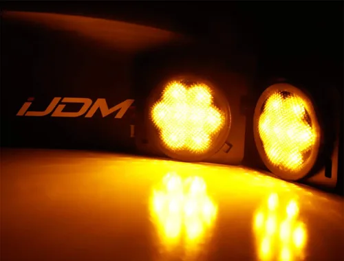 Miniatura 2 de iJDMTOY - Kit de luces LED frontales para guardabarros con lente transparente y ámbar, focos laterales completos, compatible con Jeep 2007-2017