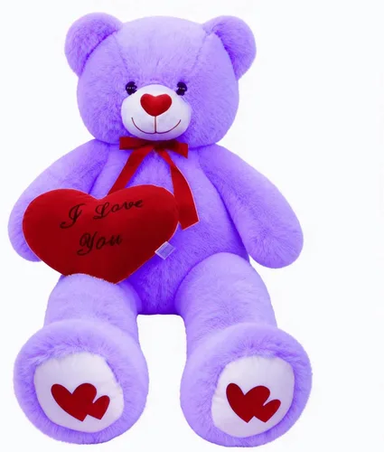 Miniatura 10 de Oso de peluche gigante de 43.3 pulgadas con almohada de corazón suave, animal de peluche, regalo del día de San Valentín (azul, 43.3 pulgadas)