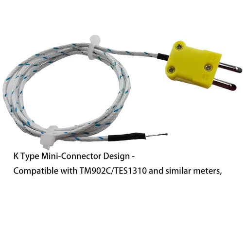 Miniatura 6 de 4 sondas de termopar tipo K de 1 M, sensor de temperatura de termopar tipo K con mini conector, rango de medición de línea de detección