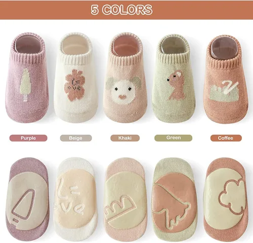 Miniatura 2 de Aoluvy Toddler Baby Non Slip Socks Spring Summer-5 Pairs.Anti Slip Cozy Kids Socks With Non Skid Grips for BoyGirl Infants