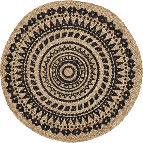 Miniatura 3 de SAFAVIEH Colección Natural Fiber - Alfombra de área redonda de 3 pies, color negro y natural, hecha a mano con mandala boho de yute trenzado, ideal