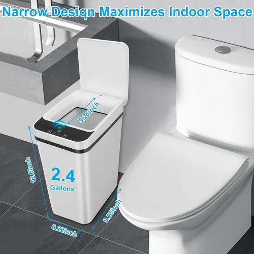 Miniatura 2 de Paquete de 2 Cubos de Basura para Baño, Cubo de Basura Inteligente sin Contacto, Cubo de Basura Automático con Sensor de Movimiento con Tapa, Cubo