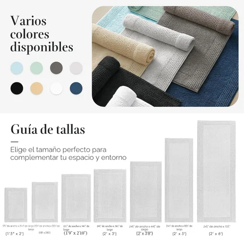 Miniatura 5 de Madison Park Splendor - Alfombra reversible de baño 100% algodón copetudo de 3000 g/m² de calidad hotelera, felpa lujosa de pelo medio, tapete