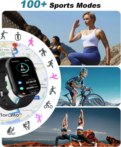 Miniatura 5 de PJYUBVOR Reloj Inteligente para Hombres y Mujeres (Contestar/Hacer Llamadas), Rastreador de Fitness de 2.0" con Más de 100 Modos Deportivos, Monitor