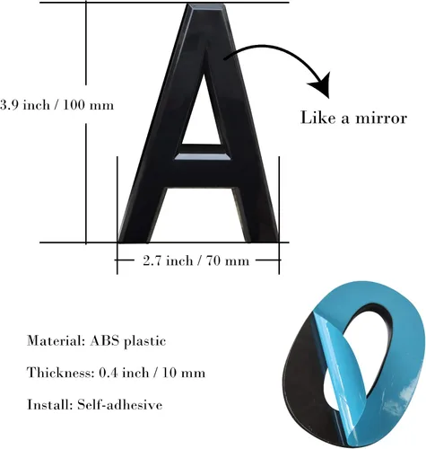 Miniatura 2 de Cobata Números autoadhesivos de dirección de casa/calle de 3.9 pulgadas - Números autoadhesivos para buzón/puerta - Caracteres de la A a la Z